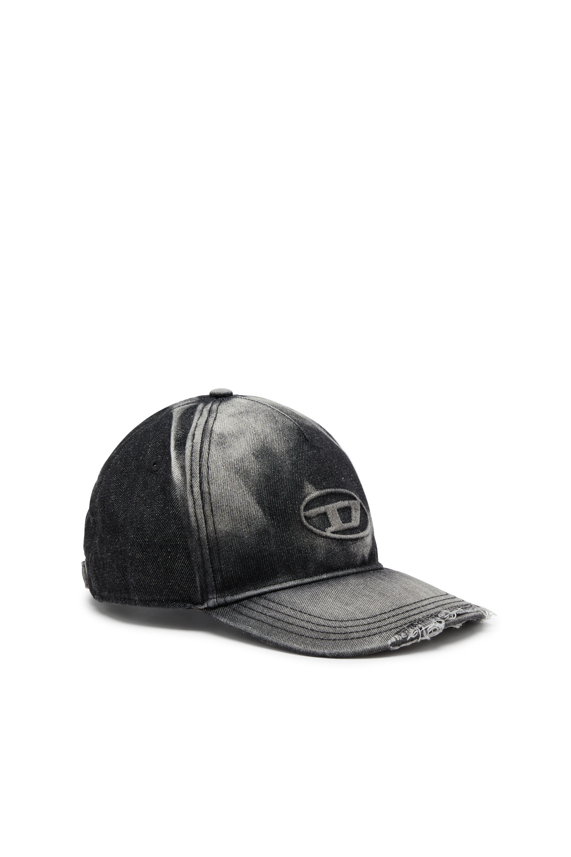Diesel - C-SEYMON-BLACK, Man's Baseball cap in destroyed denim in Black - 2