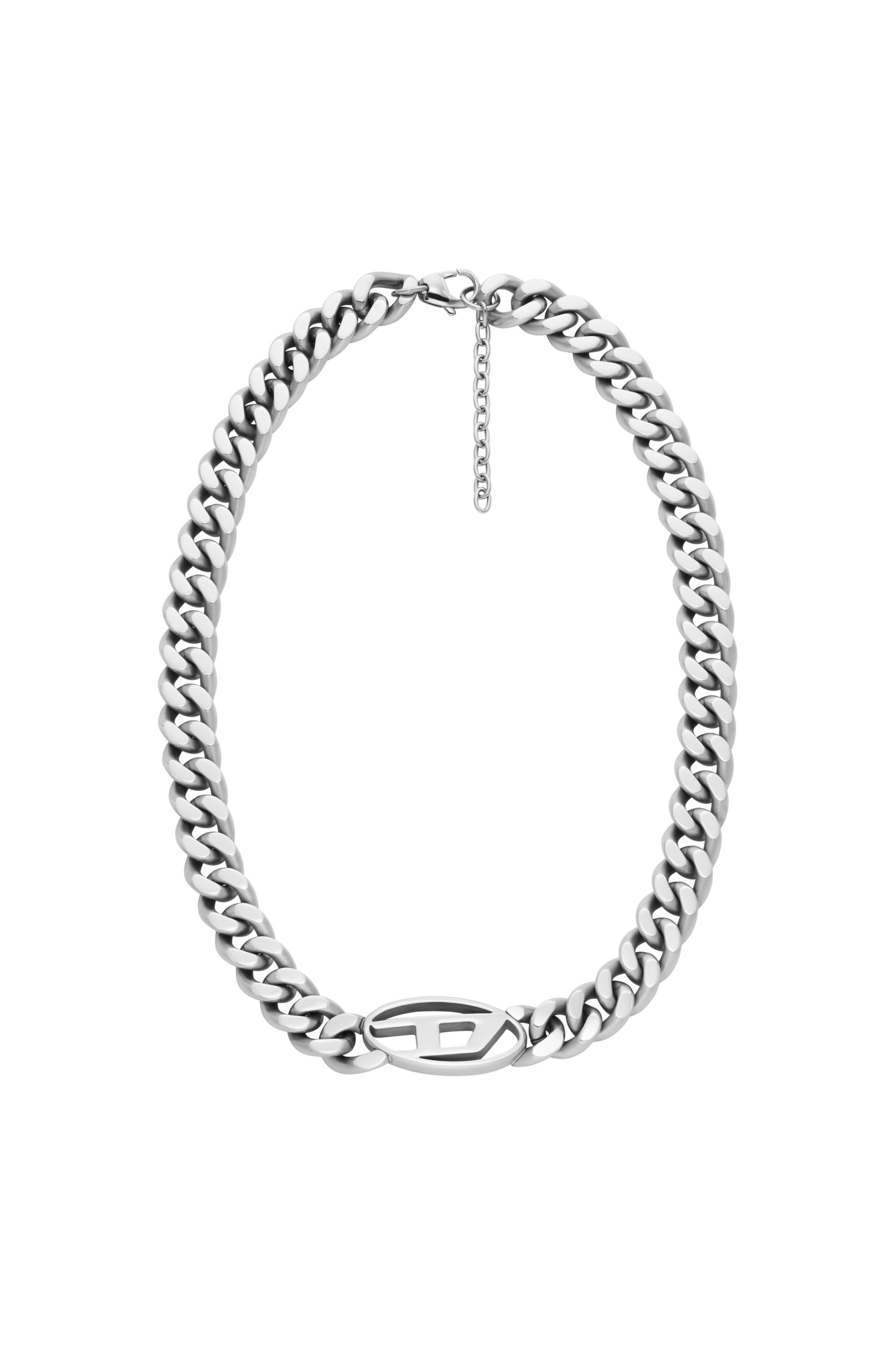 Diesel - DX1433, Man's Oval D Logo Choker Necklace in Silver - 2